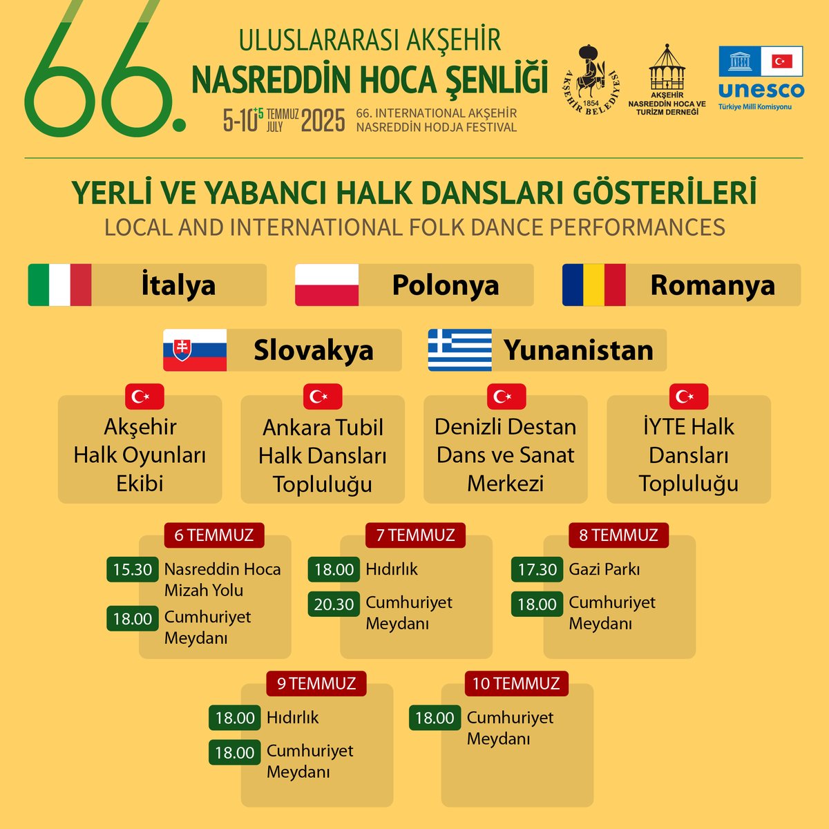 Akşehir'de Uluslararası Halk Dansları Şöleni Coşkuyla Başladı