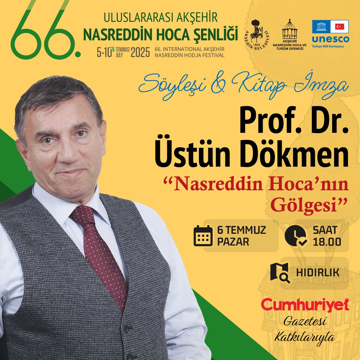 Akşehir'de 66. Uluslararası Nasreddin Hoca Şenliği Başlıyor: Cumhuriyet Gazetesi Yazarlarıyla Mizah Akşamı
