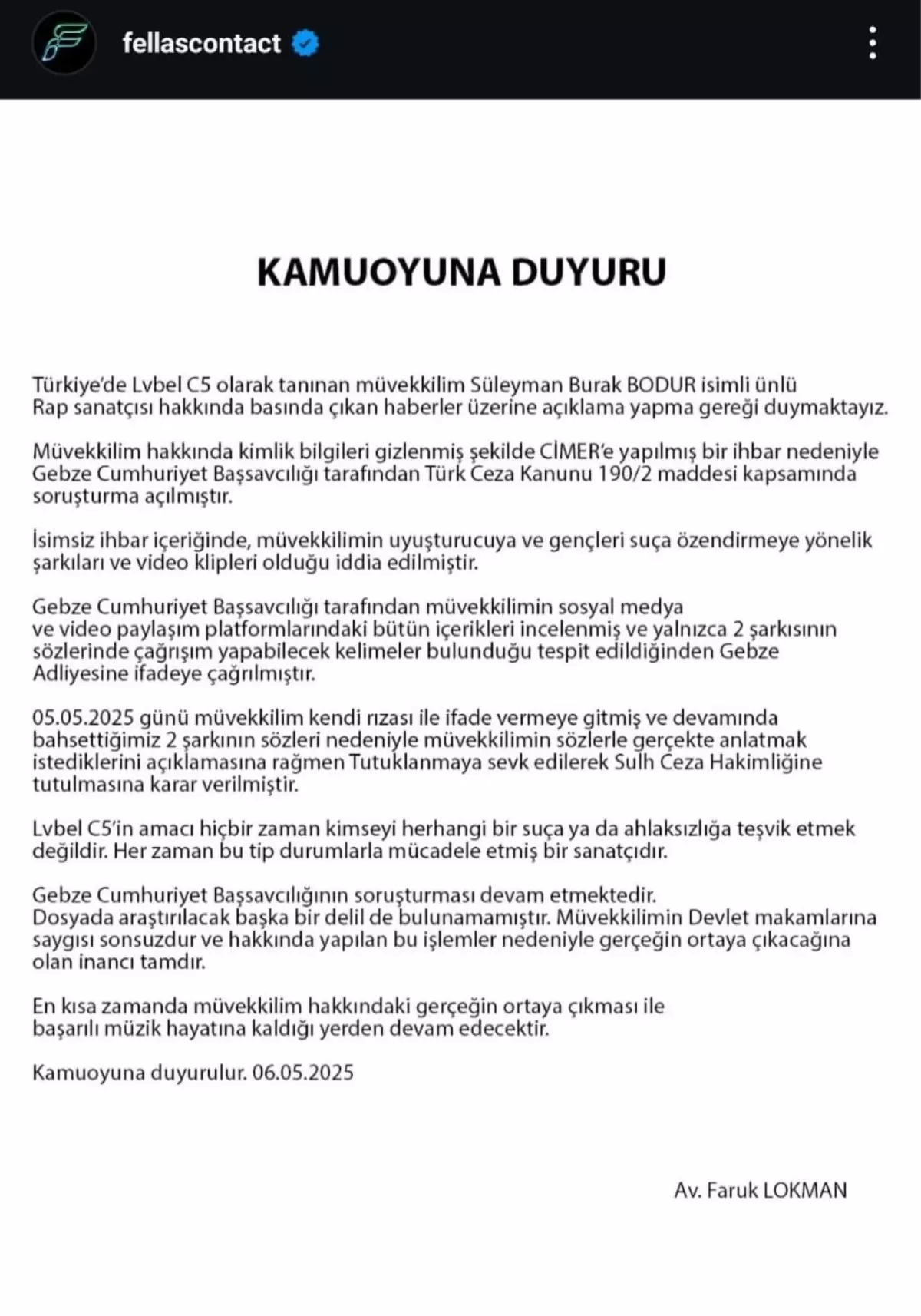 Rapçi Lvbel C5'in Yeni Şarkısı Hukuki Soruşturmayı Başlattı