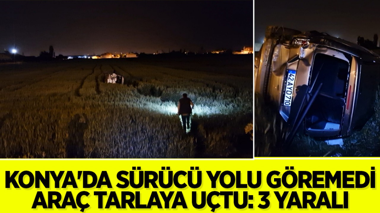 Konya'da Sürücünün Yolu Görememesi Nedeniyle Araç Tarlaya Uçtu: 3 Yaralı