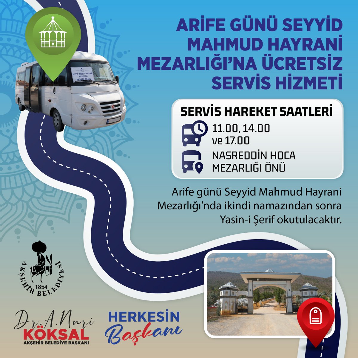 Akşehir Belediyesi Kurban Bayramı'nda Kabirlere Ücretsiz Servis Sağlayacak