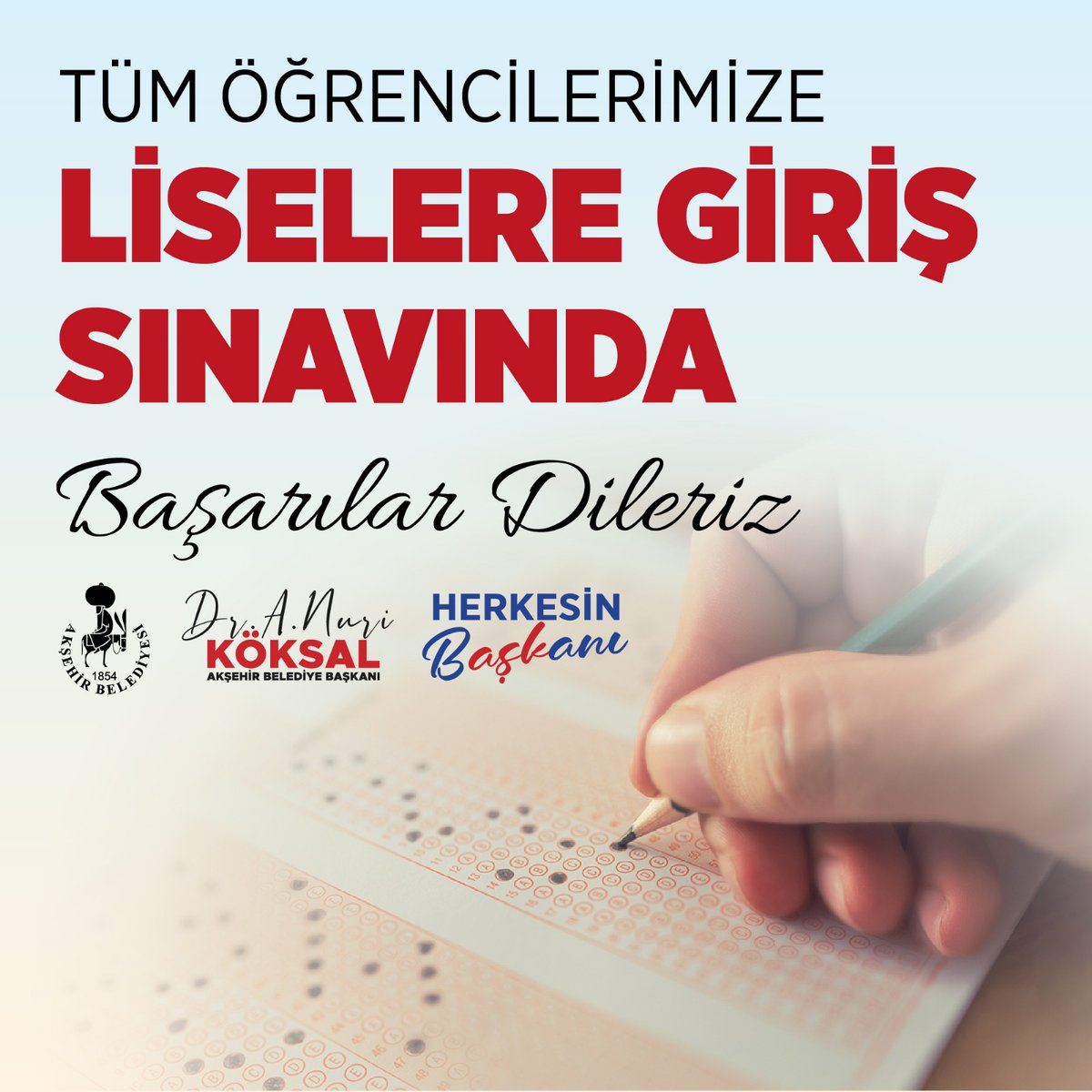 Akşehir Belediyesi Gençlere Sınavda Başarı Diledi