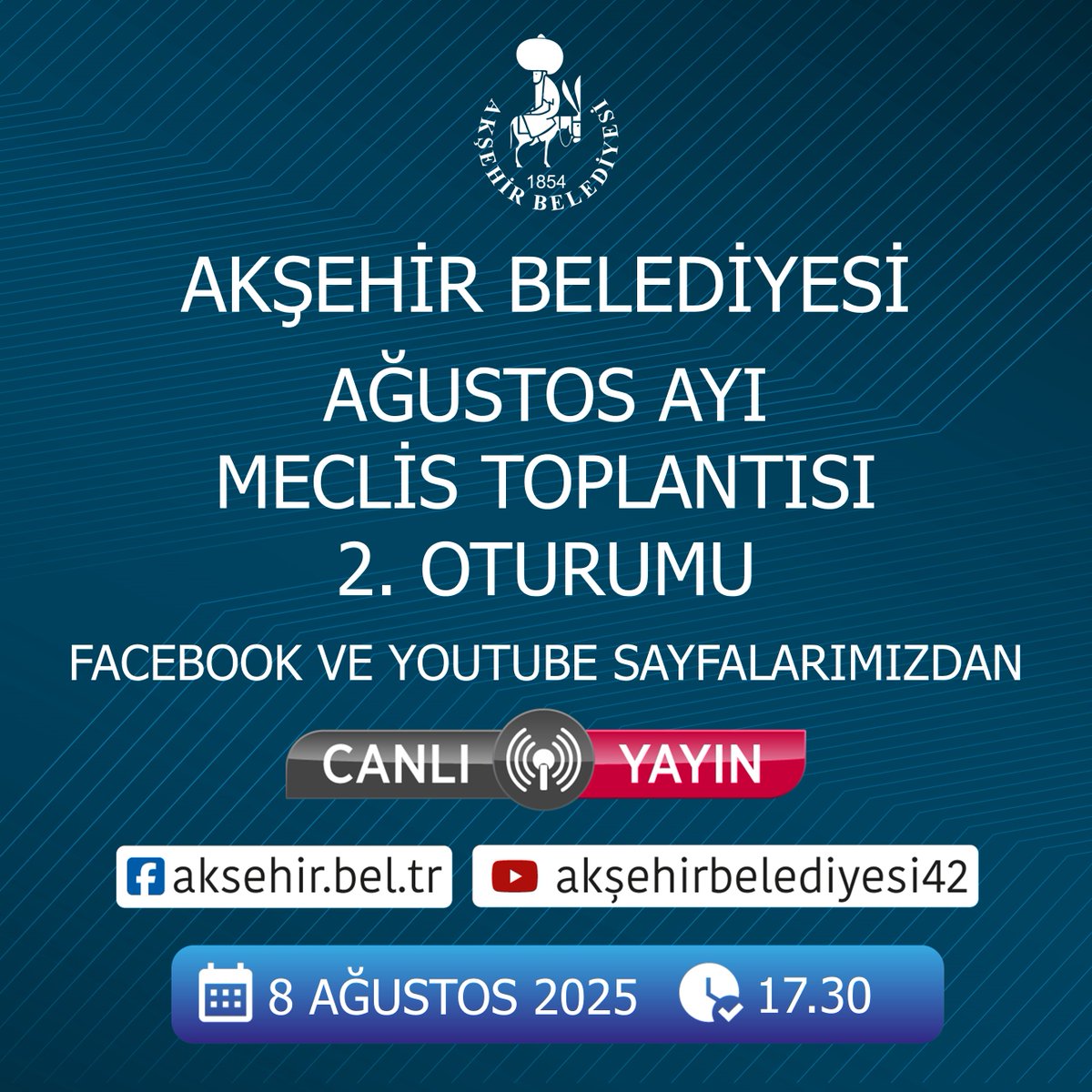 Akşehir Belediyesi Ağustos Ayı Meclis Toplantısı Canlı Yayında